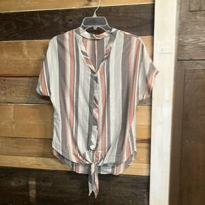 Hummingbird Cotton Short Sleeve Top Stripes Women's Sheer Medium